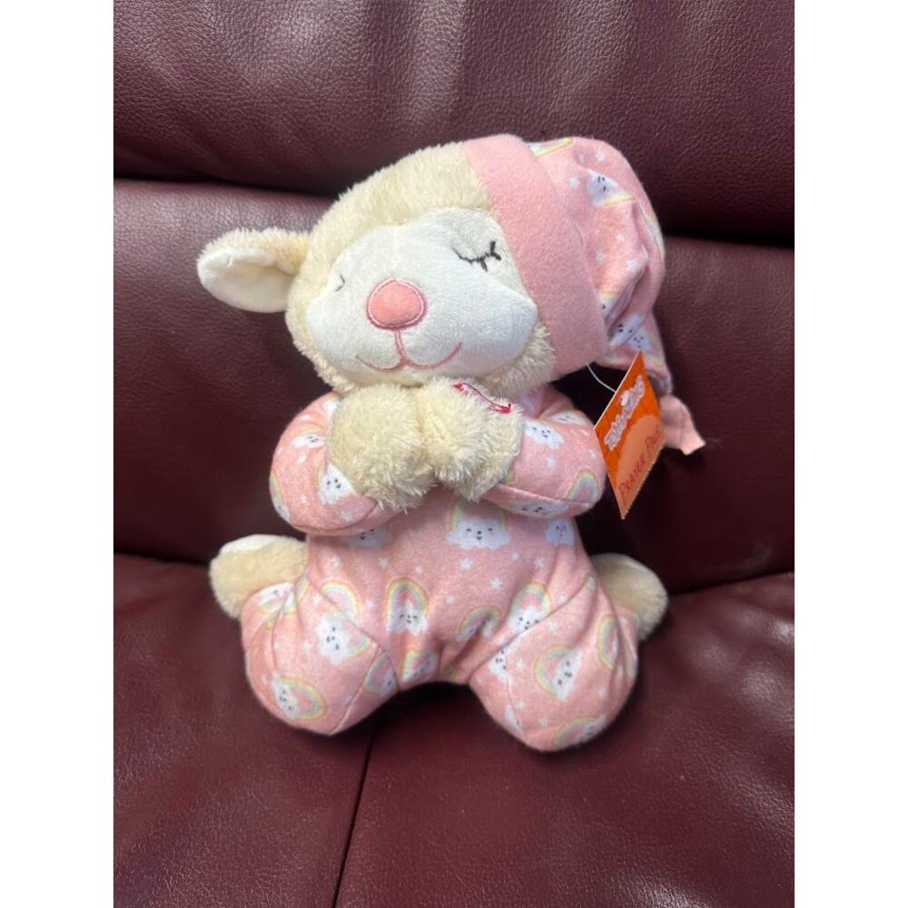 NEW Praying Lamb Recite Bedtime Prayer Clouds Rainbow Pink Girl‎ Plush Doll Toy